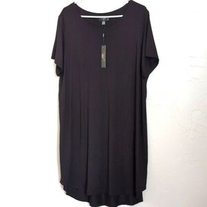 T Tahari Black Jersey Knit Short Sleeved T-shirt Dress Women's Size 2X